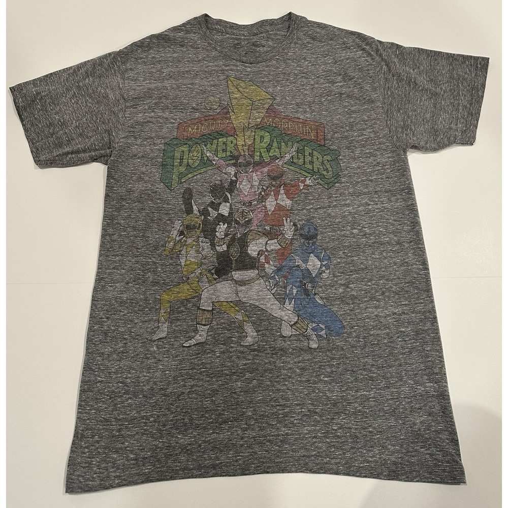 Mighty Morphin Power Rangers Saban Blue/Grey Graphic T-Shirt Size Large